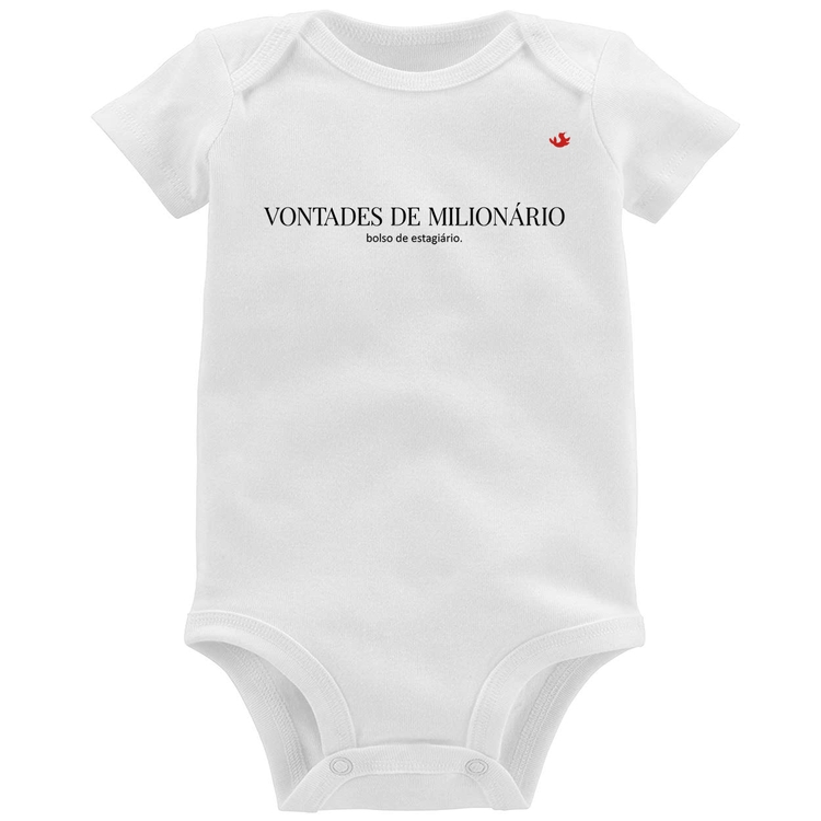 Body Bebê Vontades de milionário, bolso de estagiário