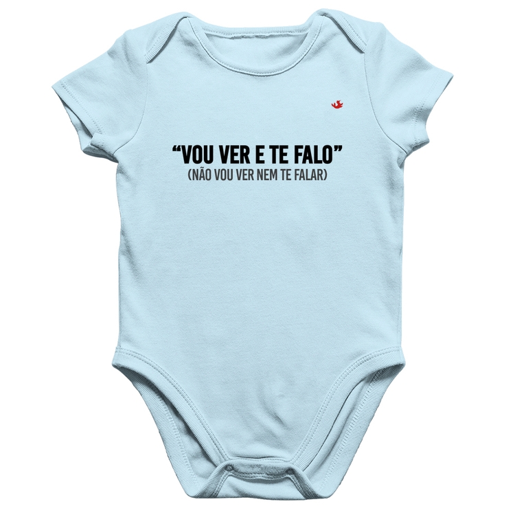 Body Bebê Algodão Vou ver e te falo - Azul Bebê