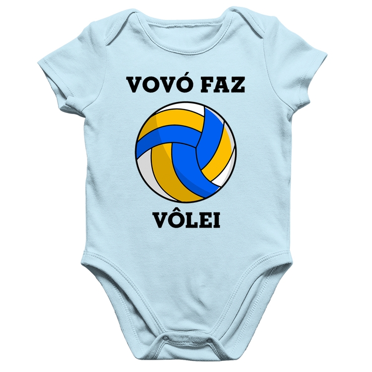 Body Bebê Algodão Vovó Faz Vôlei - Azul Bebê