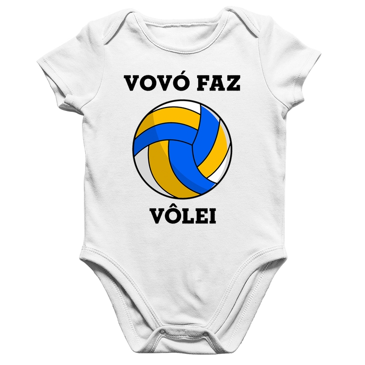 Body Bebê Algodão Vovó Faz Vôlei - Branco