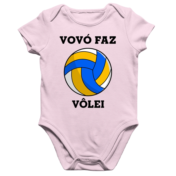 Body Bebê Algodão Vovó Faz Vôlei - Rosa Bebê