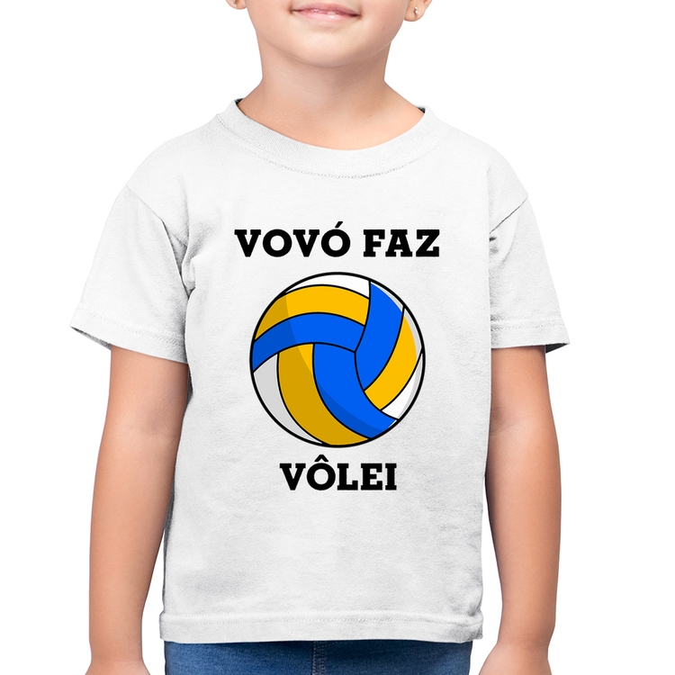 Camiseta Algodão Infantil Vovó Faz Vôlei - Branca