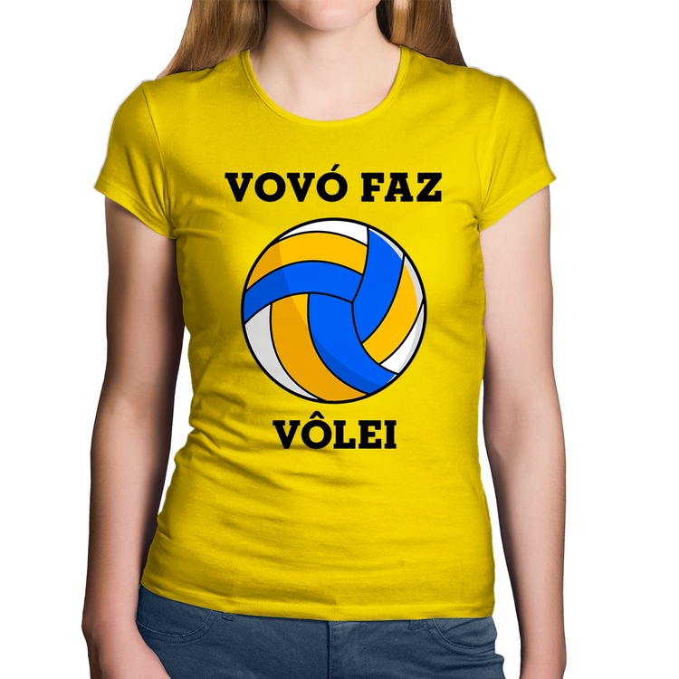 Baby Look Algodão Vovó Faz Vôlei - Amarela