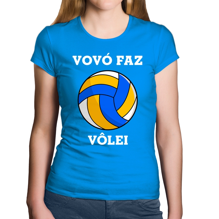 Baby Look Algodão Vovó Faz Vôlei - Azul