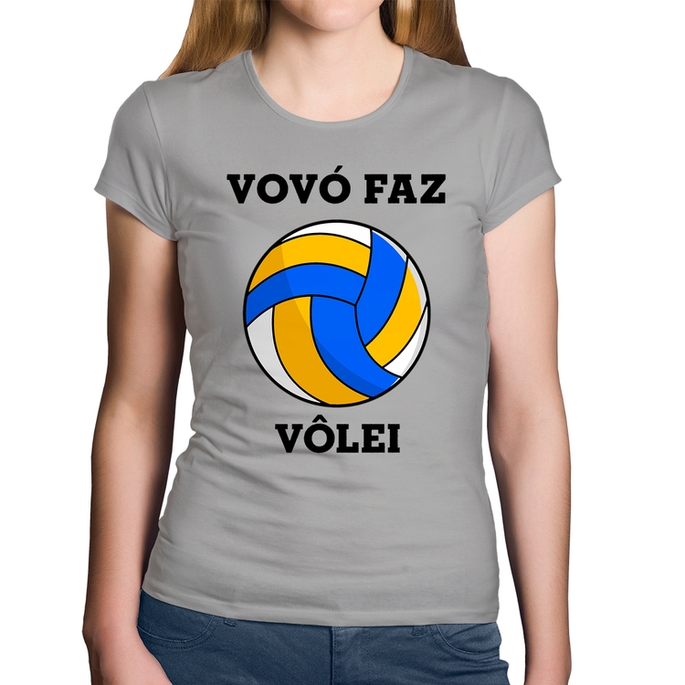 Baby Look Algodão Vovó Faz Vôlei - Cinza