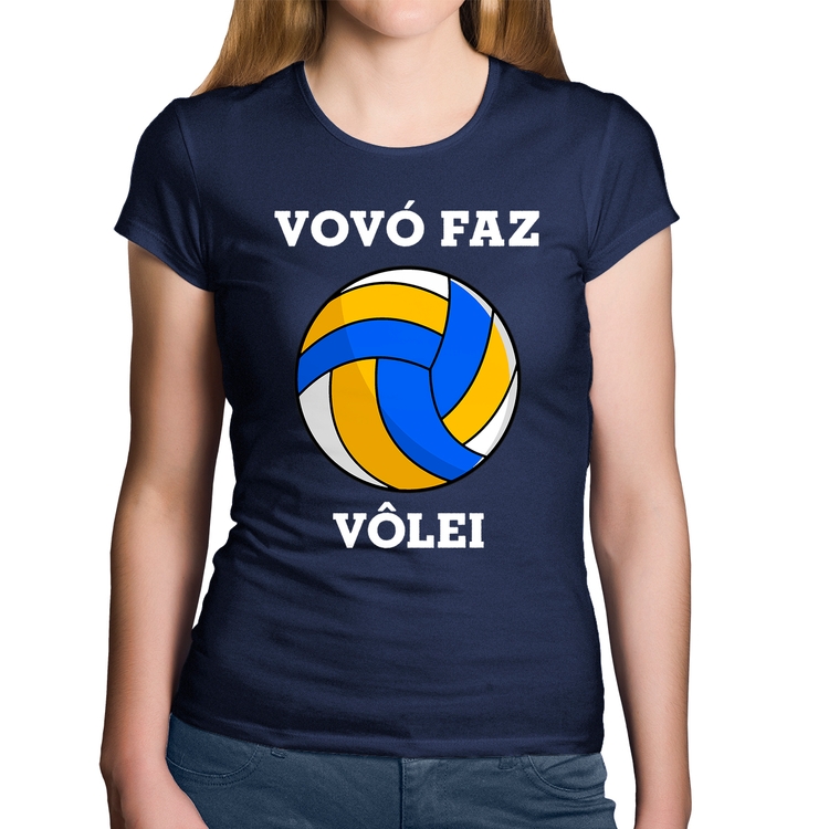 Baby Look Algodão Vovó Faz Vôlei - Marinho