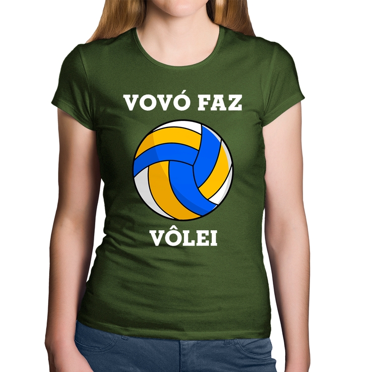 Baby Look Algodão Vovó Faz Vôlei - Musgo