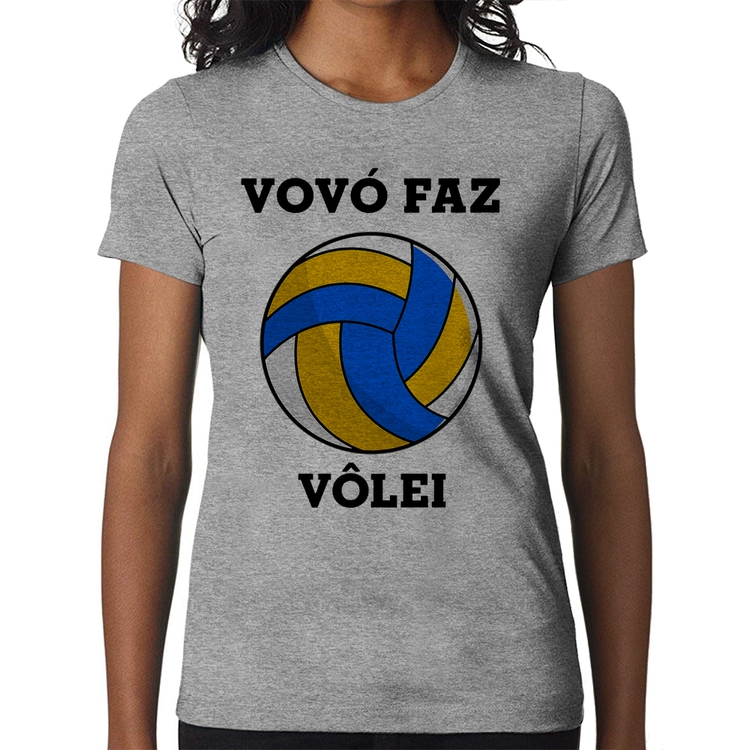 Baby Look Vovó Faz Vôlei - Cinza