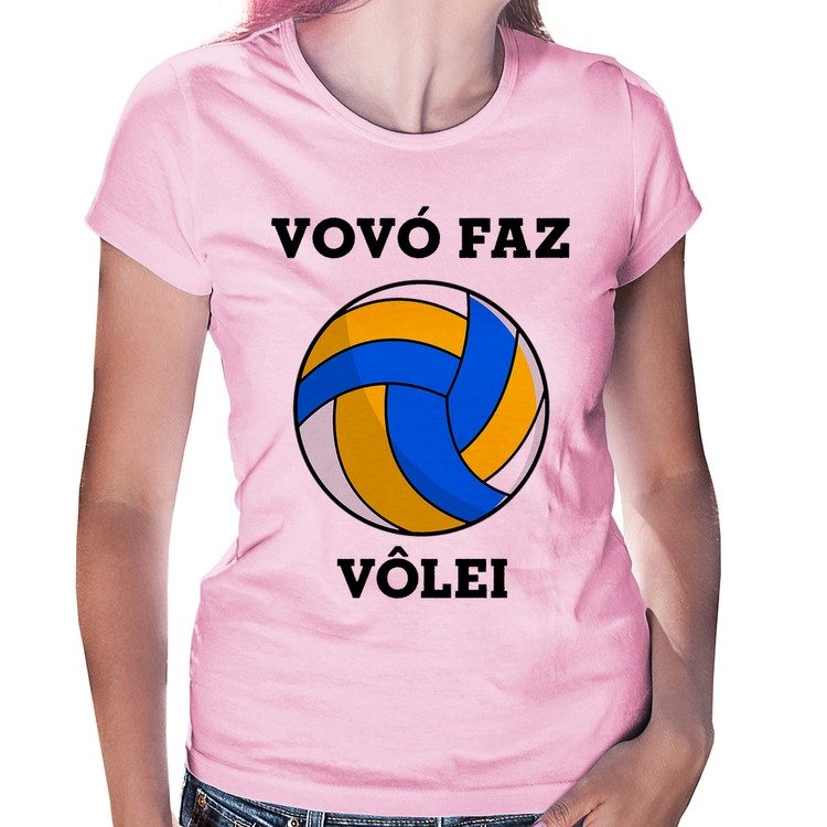 Baby Look Vovó Faz Vôlei - Rosa Bebê
