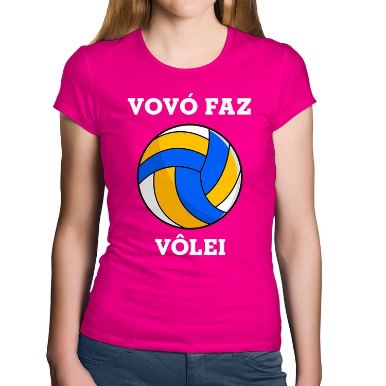 Baby Look Algodão Vovó Faz Vôlei - Rosa