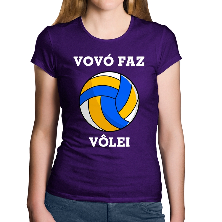 Baby Look Algodão Vovó Faz Vôlei - Roxa