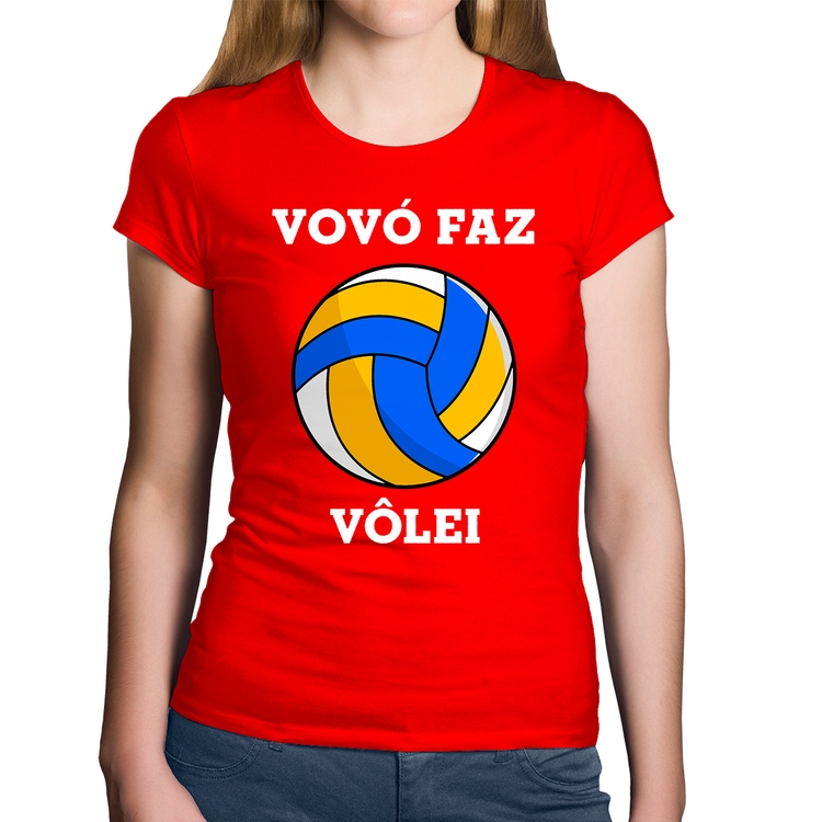 Baby Look Algodão Vovó Faz Vôlei - Vermelha