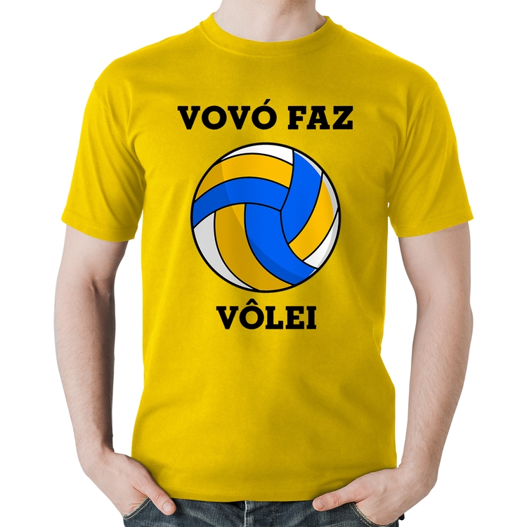 Camiseta Algodão Vovó Faz Vôlei - Amarela