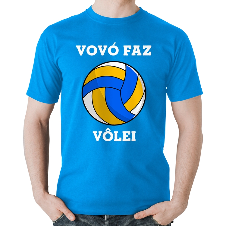 Camiseta Algodão Vovó Faz Vôlei - Azul