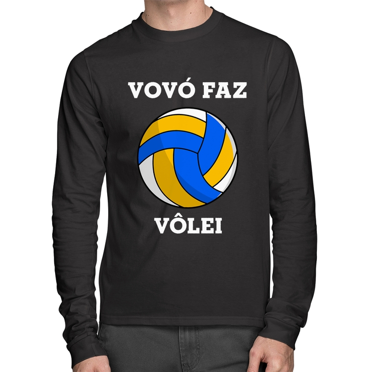 Camiseta Algodão Vovó Faz Vôlei Manga Longa