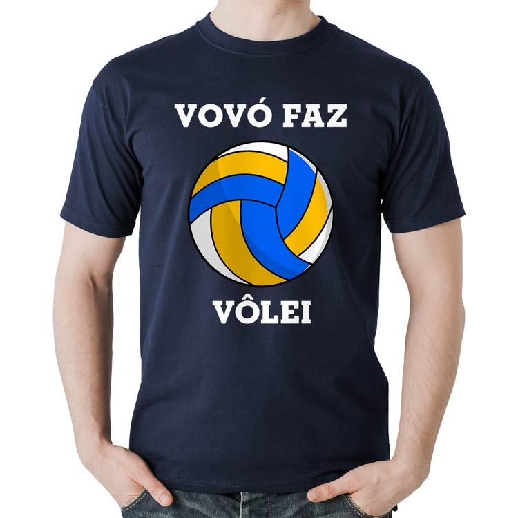 Camiseta Algodão Vovó Faz Vôlei - Marinho