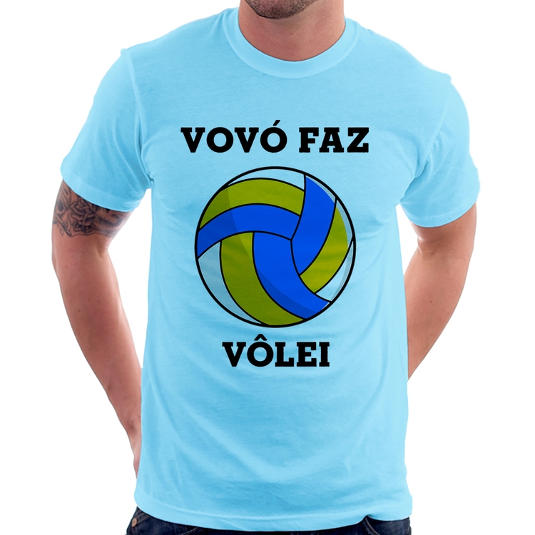 Camiseta Vovó Faz Vôlei - Azul Bebê