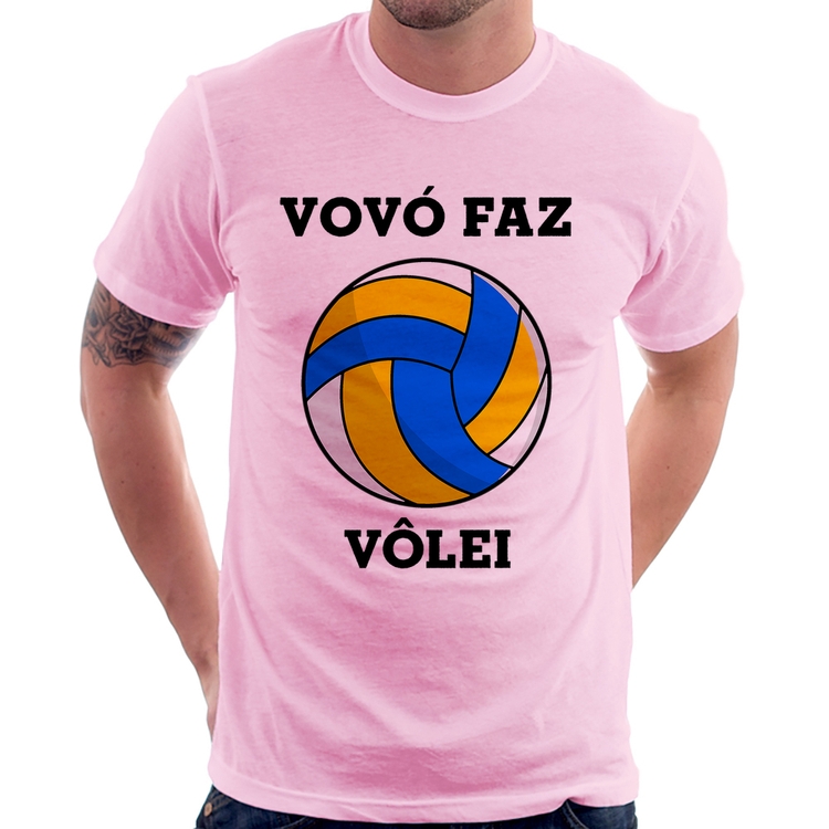Camiseta Vovó Faz Vôlei - Rosa Bebê