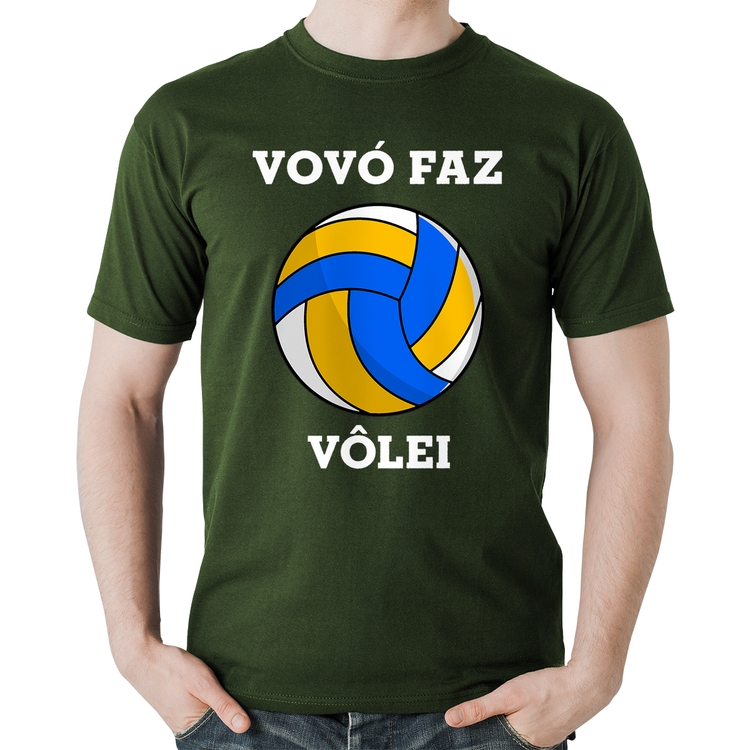 Camiseta Algodão Vovó Faz Vôlei - Musgo