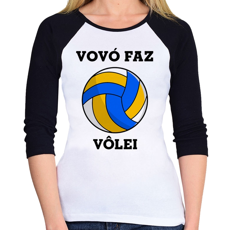 Baby Look Raglan Vovó Faz Vôlei Manga 3/4