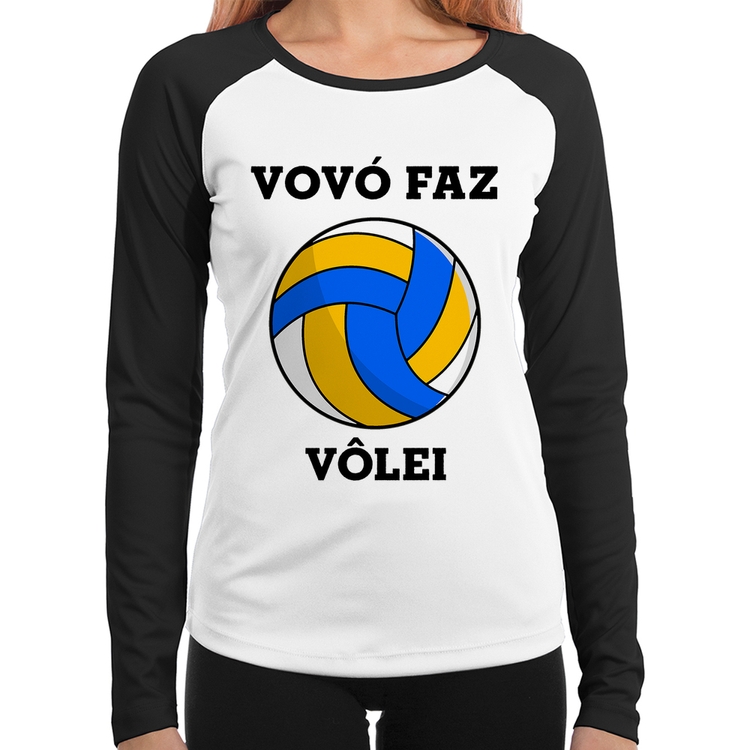 Baby Look Raglan Vovó Faz Vôlei Manga Longa