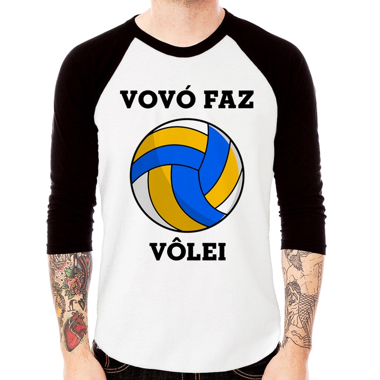 Camiseta Raglan Vovó Faz Vôlei Manga 3/4