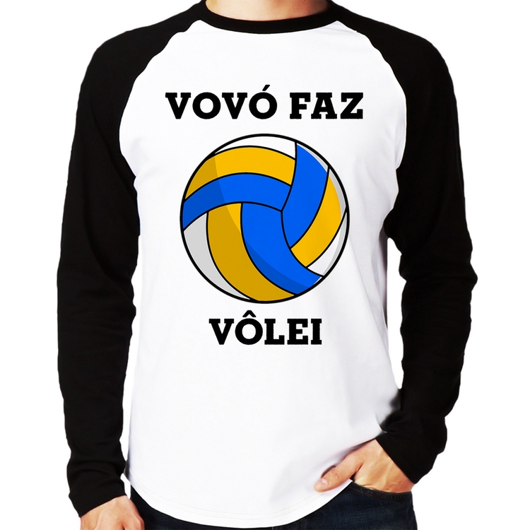 Camiseta Raglan Vovó Faz Vôlei Manga Longa