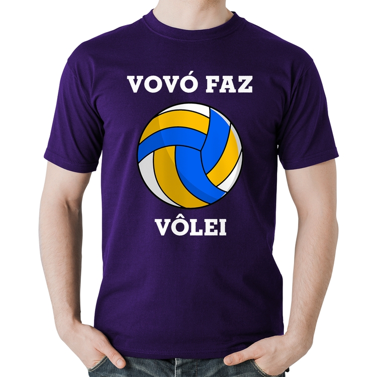 Camiseta Algodão Vovó Faz Vôlei - Roxa