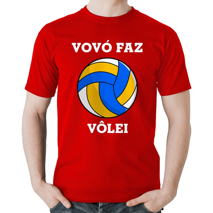 Camiseta Algodão Vovó Faz Vôlei - Vermelha