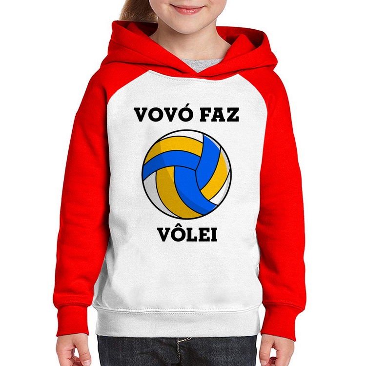 Moletom Infantil Vovó Faz Vôlei - Branco/Vermelho
