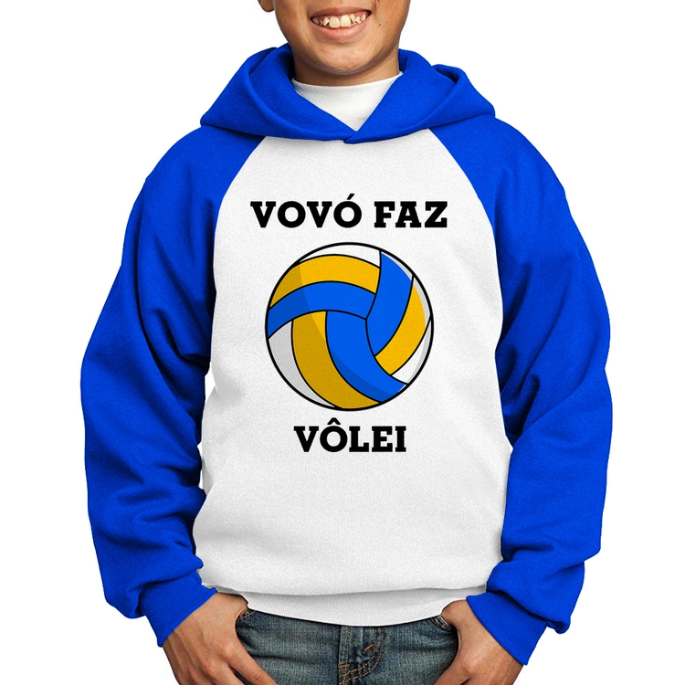 Moletom Infantil Vovó Faz Vôlei - Branco/Azul
