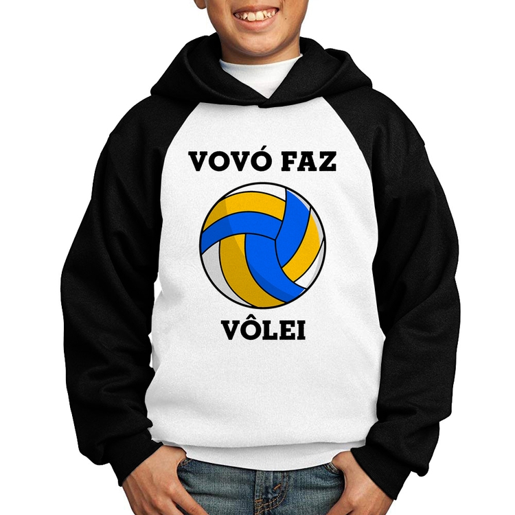 Moletom Infantil Vovó Faz Vôlei - Branco/Preto