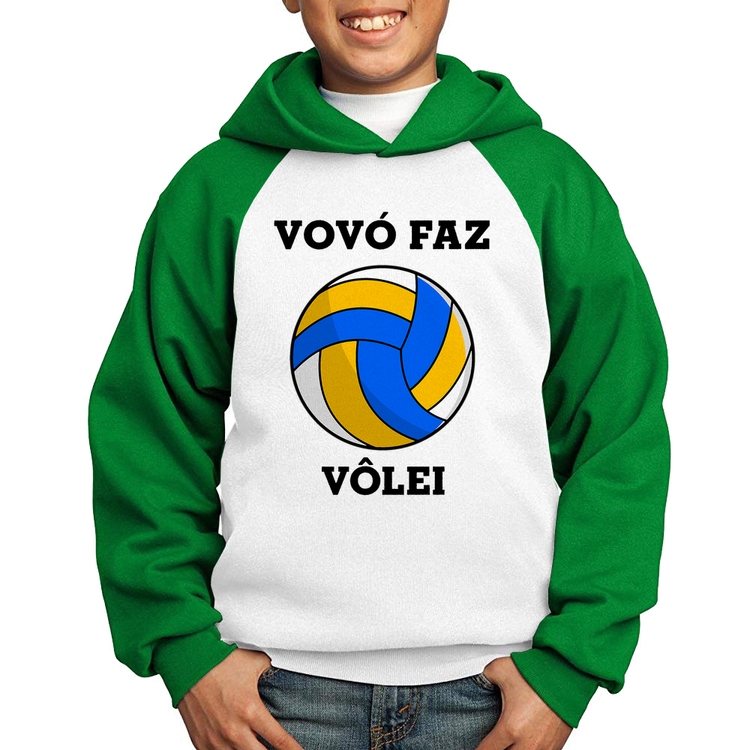 Moletom Infantil Vovó Faz Vôlei - Branco/Verde