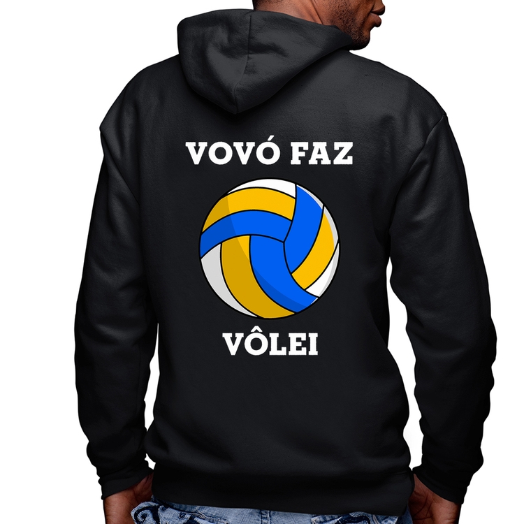 Blusa Moletom Vovó Faz Vôlei Masculina com Capuz e Zíper