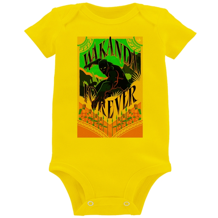 Body Bebê Wakanda Forever - Amarelo