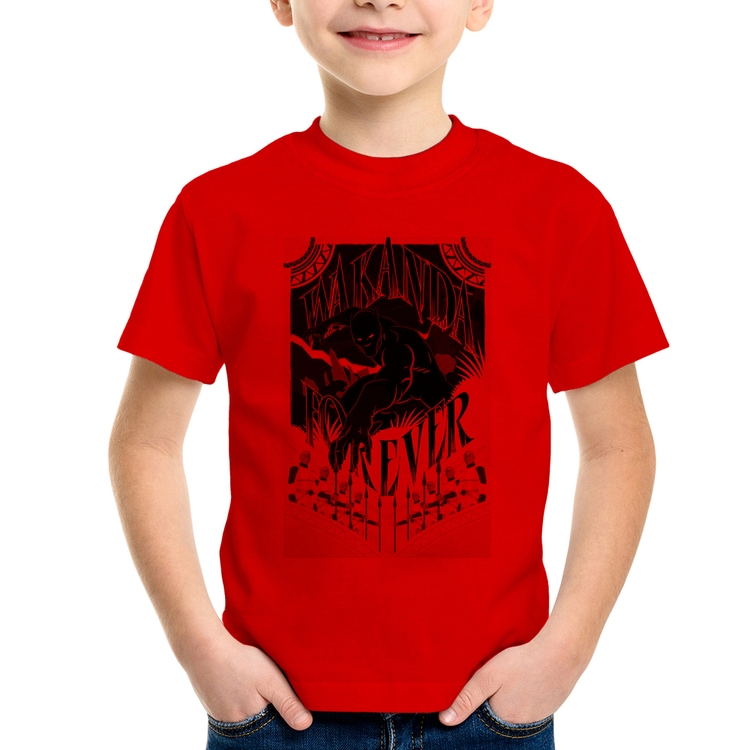 Camiseta Infantil Wakanda Forever - Vermelha