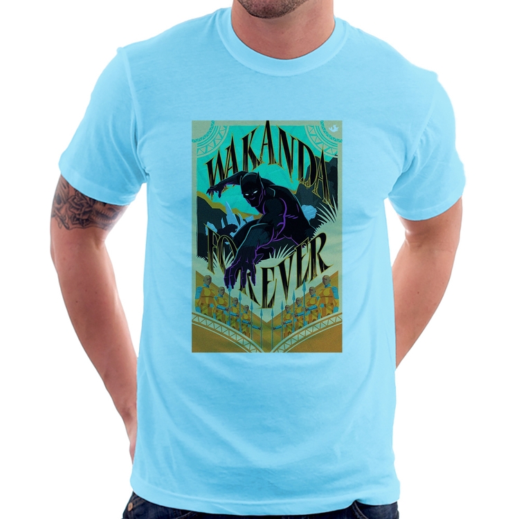 Camiseta Wakanda Forever - Azul Bebê