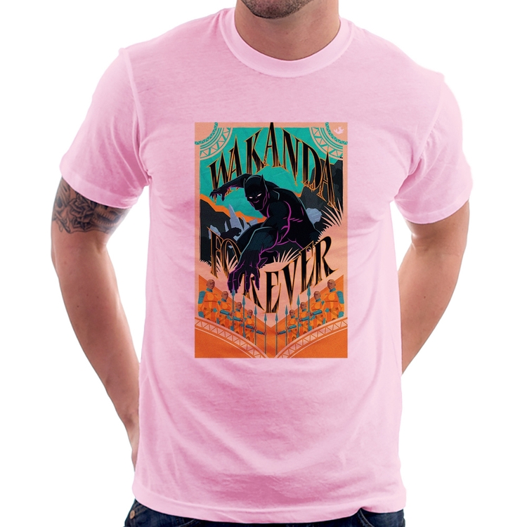 Camiseta Wakanda Forever - Rosa Bebê