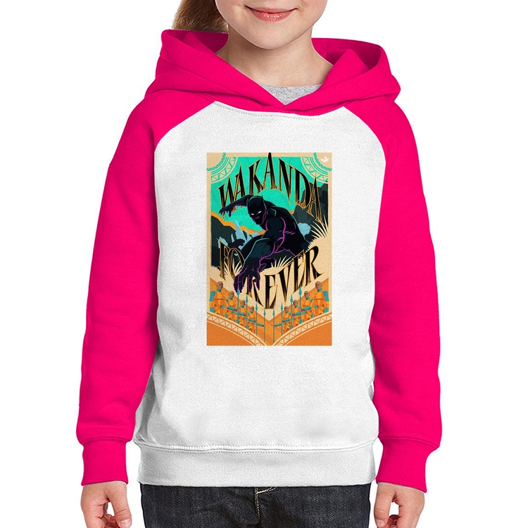 Moletom Infantil Wakanda Forever - Branco/Rosa
