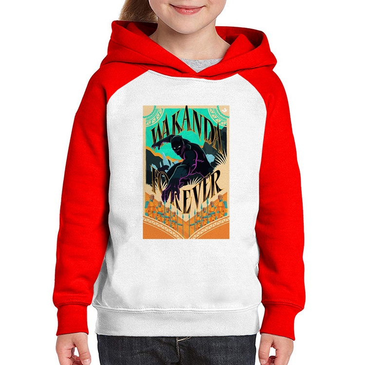Moletom Infantil Wakanda Forever - Branco/Vermelho