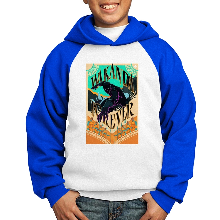 Moletom Infantil Wakanda Forever - Branco/Azul