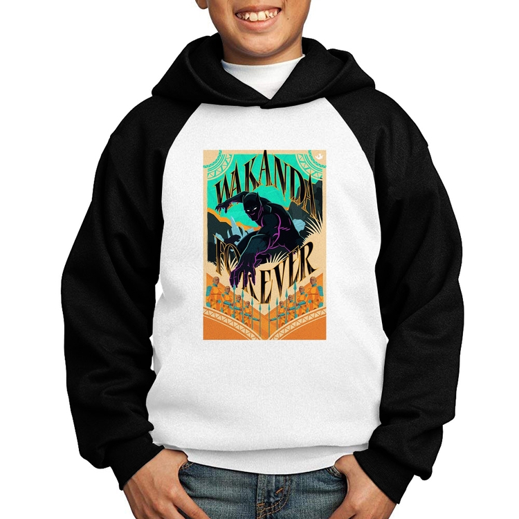 Moletom Infantil Wakanda Forever - Branco/Preto