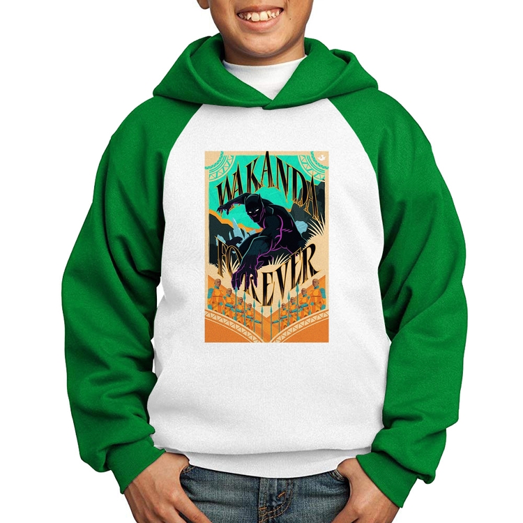 Moletom Infantil Wakanda Forever - Branco/Verde
