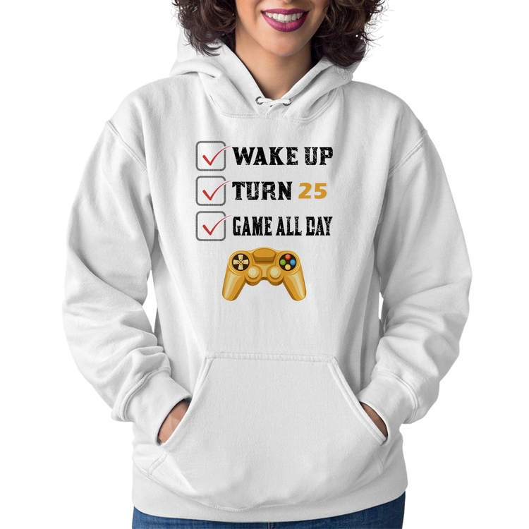 Moletom Feminino Wake Up, Turn 25, Game All Day - Branco