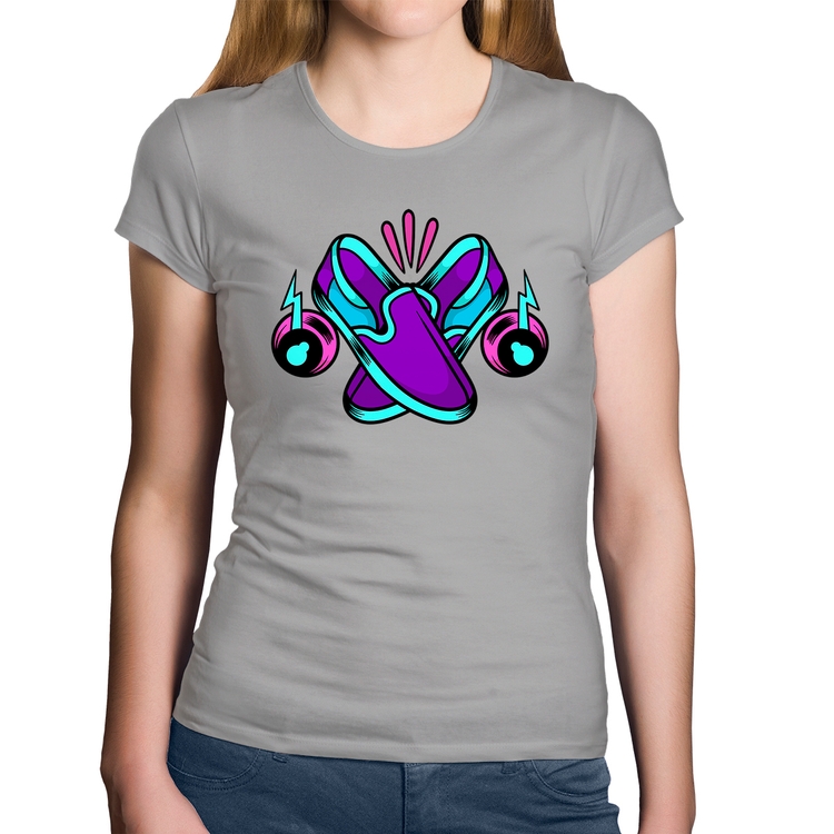 Baby Look Algodão Walk The Talk - Cinza