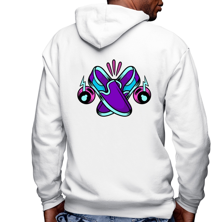 Blusa Moletom Walk The Talk Masculina com Capuz e Zíper - Branca