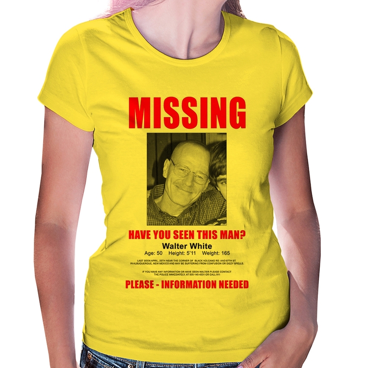 Baby Look Walter White Missing - Amarela