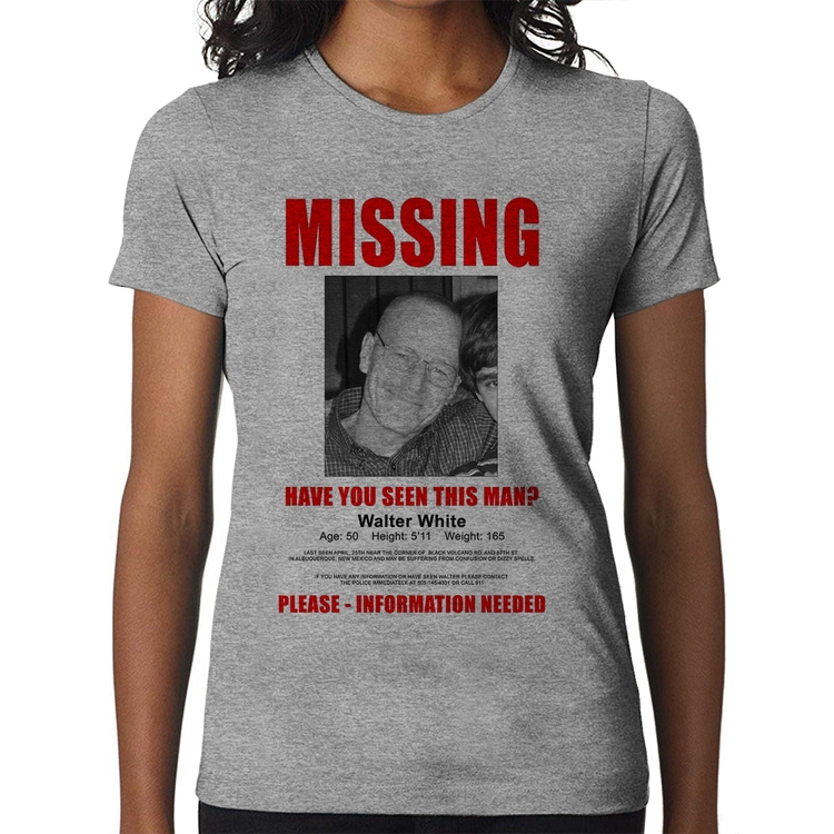 Baby Look Walter White Missing - Cinza