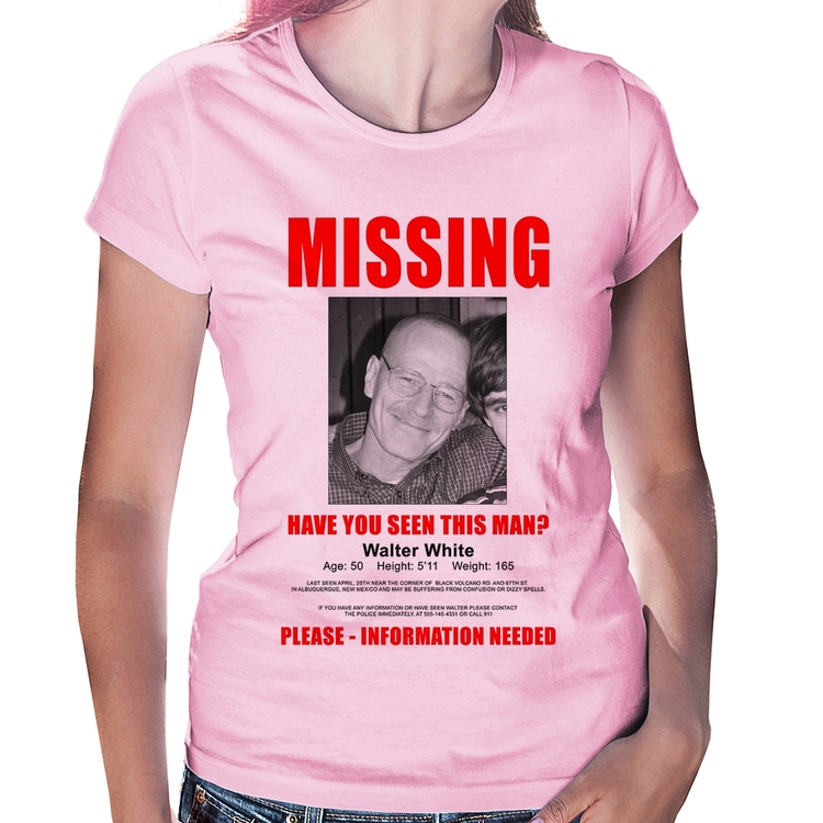 Baby Look Walter White Missing - Rosa Bebê