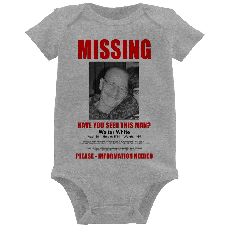 Body Bebê Walter White Missing - Cinza